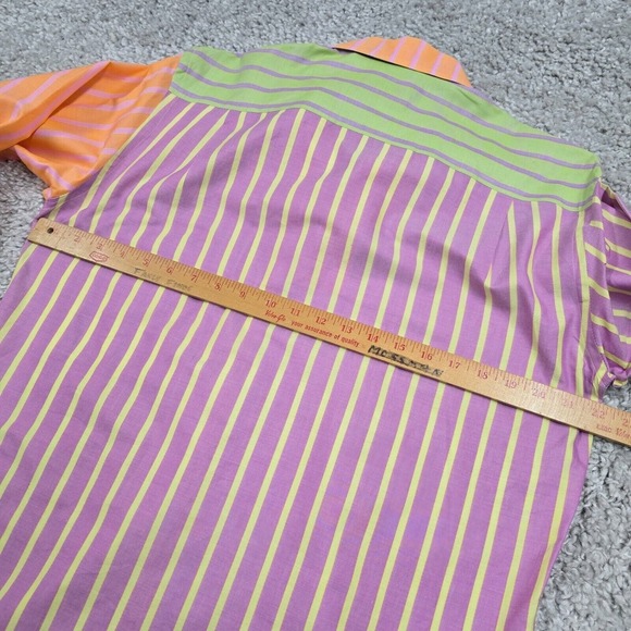 Vtg Robert Talbott Shirt Mens S 90s Colorblock Striped Cotton‎ Retro Statement - Picture 9 of 12
